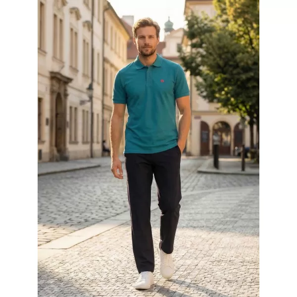  Pánske tričko s golierom ALTISPORT CARRYOVER ALM065203 TMAVO TYRKYSOVÁ 