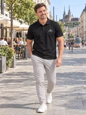 Pánske funkčné tričko s golierom ALTISPORT ALM006217 ČIERNA