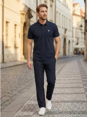 Pánske tričko s golierom ALTISPORT CARRYOVER ALM065203 NÁMORNÍCKA MODRÁ