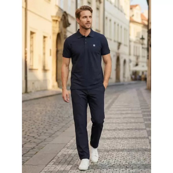  Pánske tričko s golierom ALTISPORT CARRYOVER ALM065203 NÁMORNÍCKA MODRÁ 