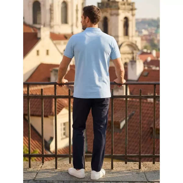  Pánske tričko s golierom ALTISPORT CARRYOVER ALM065203 NEBESKY MODRÁ 