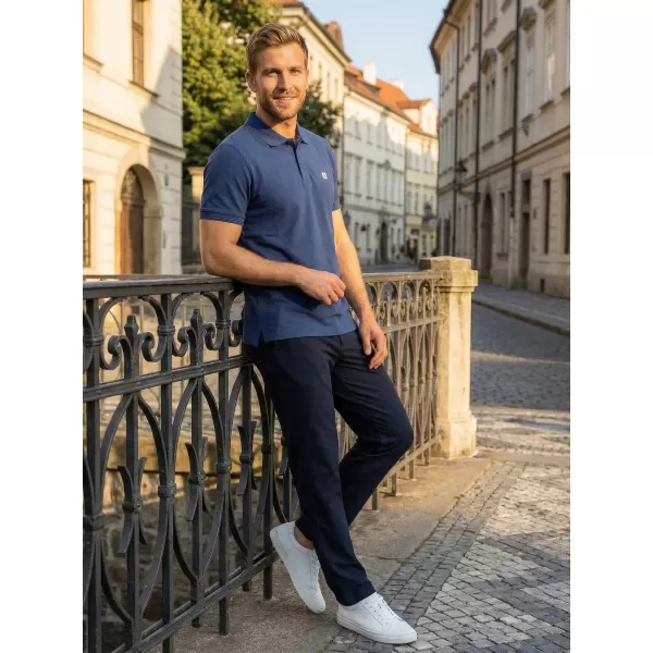  Pánske tričko s golierom ALTISPORT CARRYOVER ALM065203 POLNOČNÁ MODRÁ 