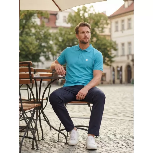  Pánske tričko s golierom ALTISPORT CARRYOVER ALM065203 TYRKYSOVÁ 