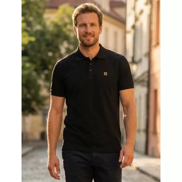  Pánske tričko s golierom ALTISPORT CARRYOVER ALM065203 ČIERNA A ZLATÁ 