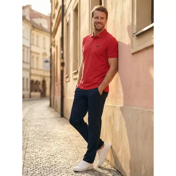  Pánske tričko s golierom ALTISPORT CARRYOVER ALM065203 ČERVENÁ 