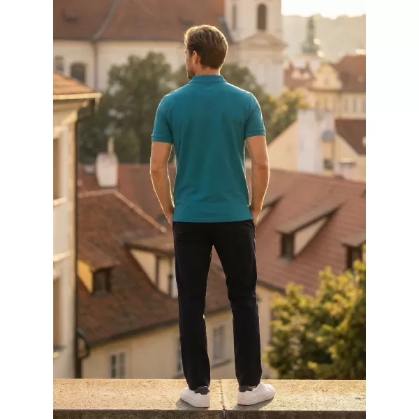  Pánske tričko s golierom ALTISPORT CARRYOVER ALM065203 TMAVO TYRKYSOVÁ 