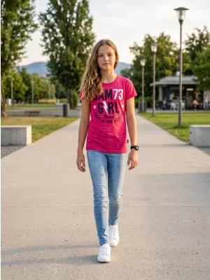 Dievčenské tričko s krátkym rukávom SAM 73 KYLIE GT 549 TMAVO ružová