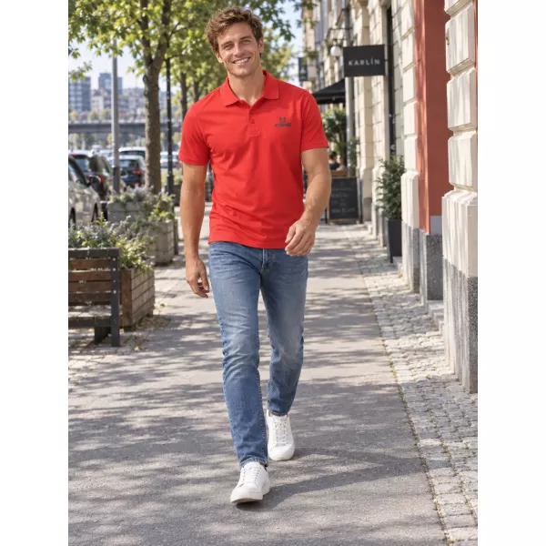 Pánske funkčné tričko s golierom ALTISPORT ALM006217 ČERVENÁ 