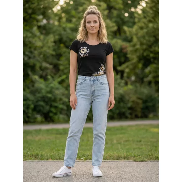  Dámske tričko ALTISPORT CARRYOVER ALW016122 ČIERNA A ZLATÁ 