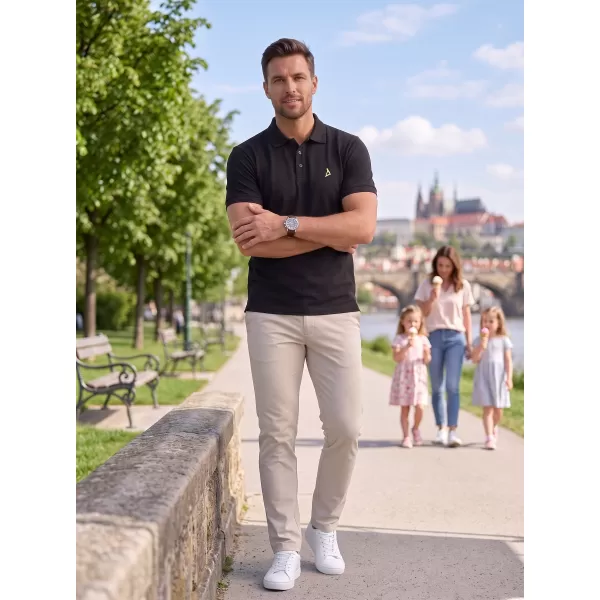  Prémiové pánske tričko s golierom ALTISPORT ALM002203 ČIERNA A ZELENÁ 