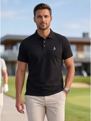Prémiové pánske tričko s golierom ALTISPORT ALM002203 ČIERNOBIELY