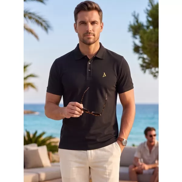  Prémiové pánske tričko s golierom ALTISPORT ALM002203 ČIERNA A ZLATÁ 