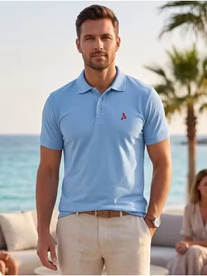 Prémiové pánske tričko s golierom ALTISPORT ALM002203 NEBESKY MODRÁ
