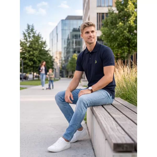  Prémiové pánske tričko s golierom ALTISPORT ALM002203 NÁMORNÍCKA MODRÁ 