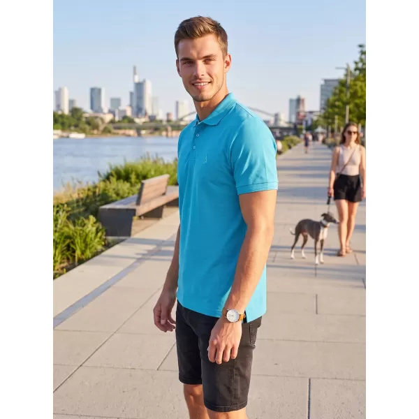  Prémiové pánske tričko s golierom ALTISPORT ALM002203 TYRKYSOVÁ 