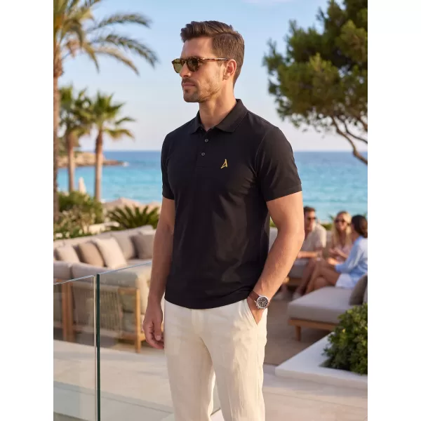  Prémiové pánske tričko s golierom ALTISPORT ALM002203 ČIERNA A ZLATÁ 