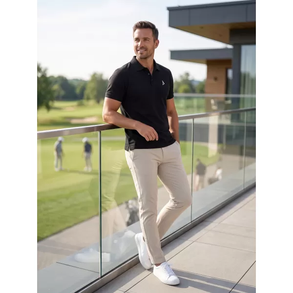  Prémiové pánske tričko s golierom ALTISPORT ALM002203 ČIERNOBIELY 