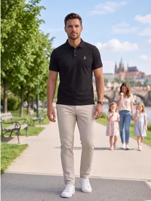 Prémiové pánske tričko s golierom ALTISPORT ALM002203 ČIERNA A ZELENÁ
