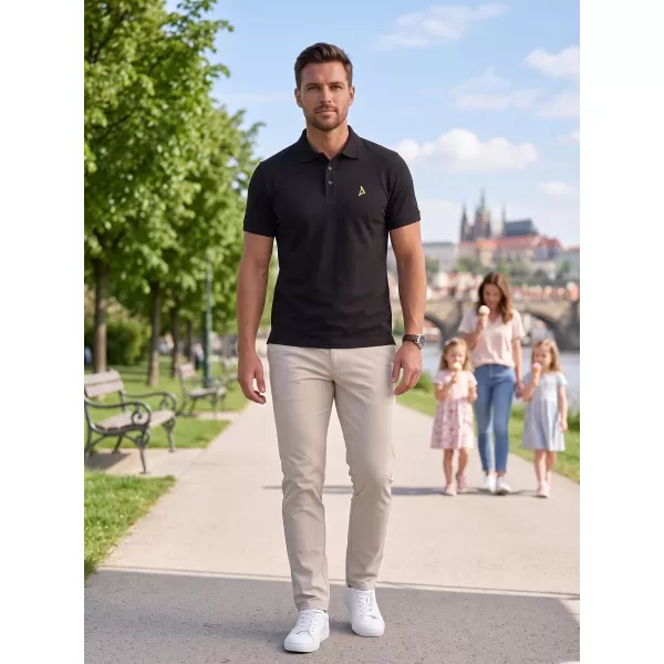  Prémiové pánske tričko s golierom ALTISPORT ALM002203 ČIERNA A ZELENÁ 