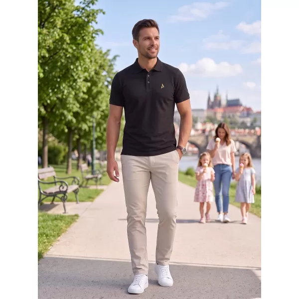  Prémiové pánske tričko s golierom ALTISPORT ALM002203 ČIERNA A ZELENÁ 