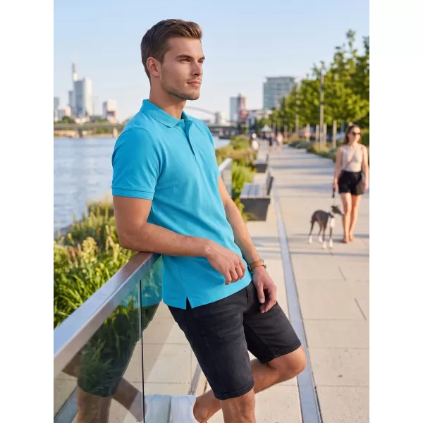  Prémiové pánske tričko s golierom ALTISPORT ALM002203 TYRKYSOVÁ 