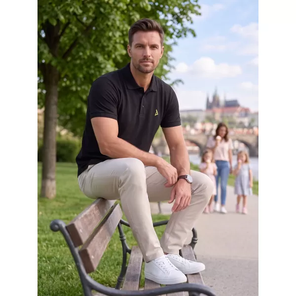  Prémiové pánske tričko s golierom ALTISPORT ALM002203 ČIERNA A ZELENÁ 