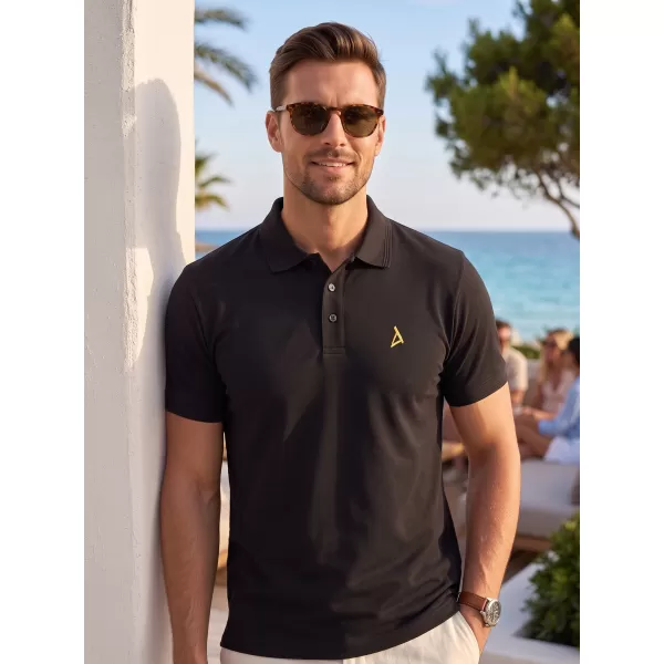  Prémiové pánske tričko s golierom ALTISPORT ALM002203 ČIERNA A ZLATÁ 