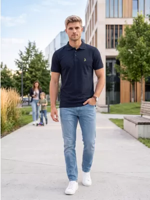 Prémiové pánske tričko s golierom ALTISPORT ALM002203 NÁMORNÍCKA MODRÁ