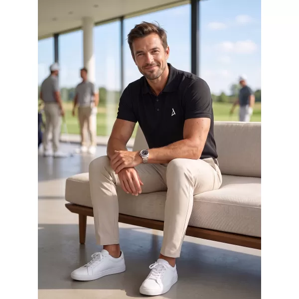  Prémiové pánske tričko s golierom ALTISPORT ALM002203 ČIERNOBIELY 