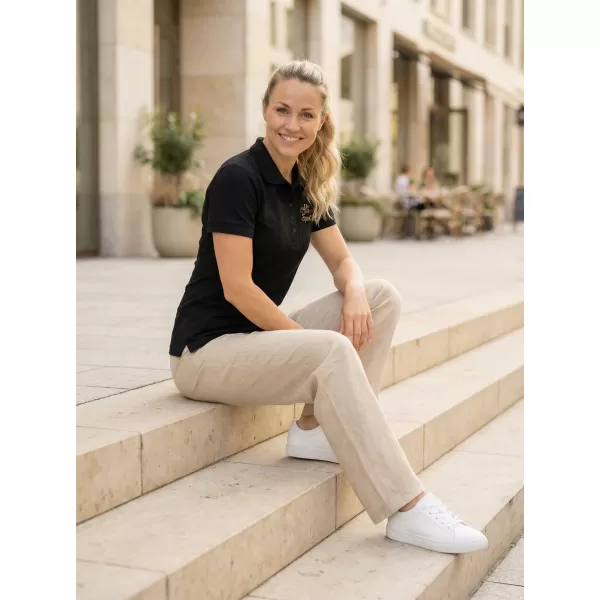  Dámske tričko s golierikom ALTISPORT ALW056210 ČIERNOZLATÁ 