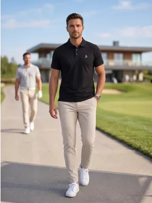 Prémiové pánske tričko s golierom ALTISPORT ALM002203 ČIERNOBIELY