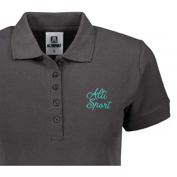  Dámske tričko s golierikom ALTISPORT ALW056210 EBONY GREY / MODRÁ 
