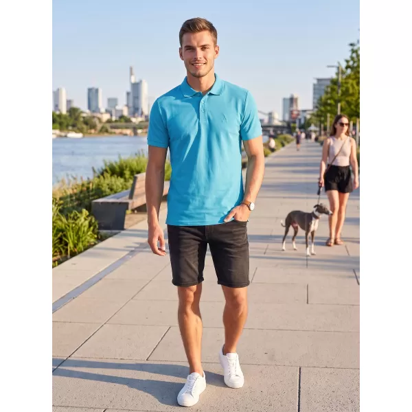  Prémiové pánske tričko s golierom ALTISPORT ALM002203 TYRKYSOVÁ 