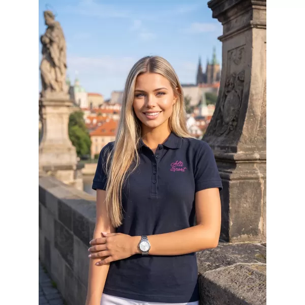  Dámske tričko s golierikom ALTISPORT ALW056210 námornej modrá 