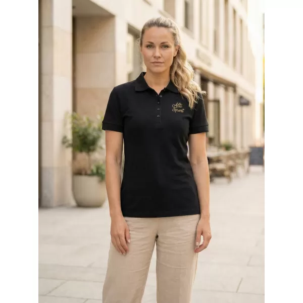  Dámske tričko s golierikom ALTISPORT ALW056210 ČIERNOZLATÁ 