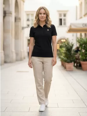 Dámske tričko s golierom ALTISPORT CARRYOVER ALW065210 ČIERNA A ZLATÁ