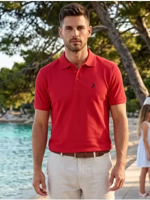 Prémiové pánske tričko s golierom ALTISPORT ALM002203 ČERVENÁ