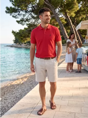 Prémiové pánske tričko s golierom ALTISPORT ALM002203 ČERVENÁ