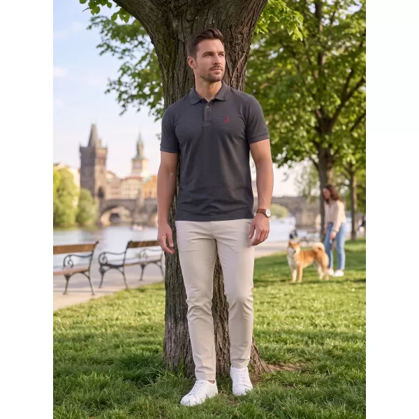  Prémiové pánske tričko s golierom ALTISPORT ALM002203 ANTRACITOVÝ MELÍR 