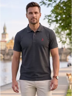 Prémiové pánske tričko s golierom ALTISPORT ALM002203 ANTRACITOVÝ MELÍR
