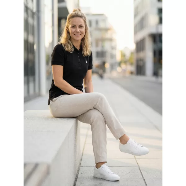  Dámske premium tričko s golierikom ALTISPORT ALW002210 ČIERNOBIELA 
