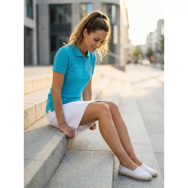  Dámske premium tričko s golierikom ALTISPORT ALW002210 TYRKYSOVÁ 