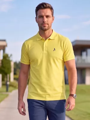 Prémiové pánske tričko s golierom ALTISPORT ALM002203 CITRÓN