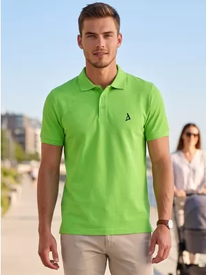 Prémiové pánske tričko s golierom ALTISPORT ALM002203 JABLKOVO ZELENÉ