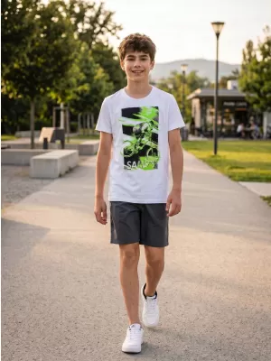 Chlapčenské tričko s krátkym rukávom SAM 73 LEO BT 550 biela