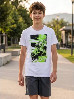 Chlapčenské tričko s krátkym rukávom SAM 73 LEO BT 550 biela