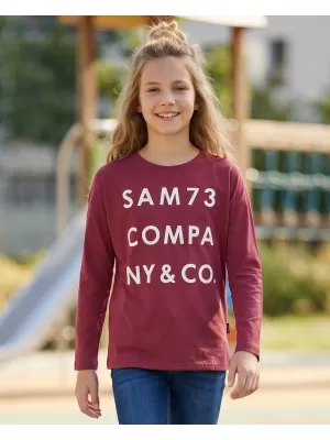 Dievčenské tričko s dlhým rukávom SAM 73 KAT GT 557 TMAVO ružová