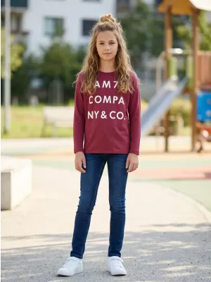 Dievčenské tričko s dlhým rukávom SAM 73 KAT GT 557 TMAVO ružová