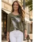 Dámske tričko s dlhým rukávom ALTISPORT CARRYOVER ALW112169 KAKI
