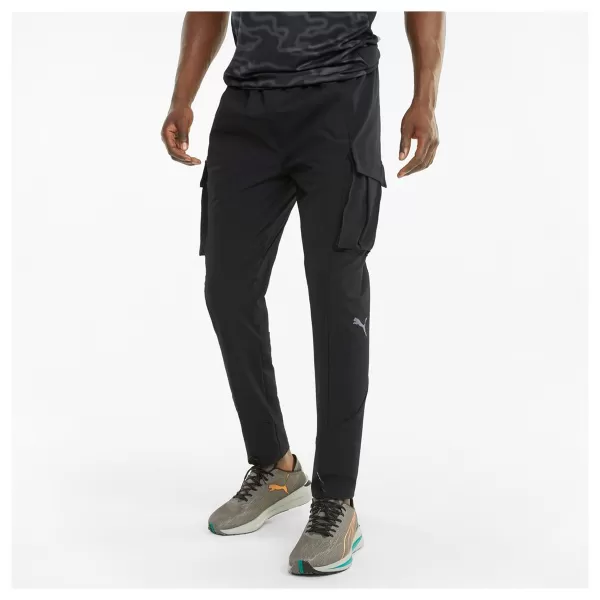  Pánske tepláky PUMA RUN WOVEN CARGO PANT M 520864-01 PUMA BLACK 